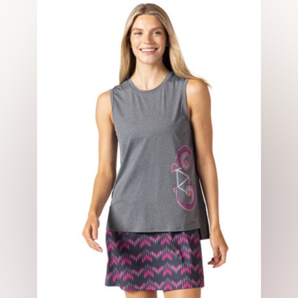 Terry Tech Tank Plus Size Bike/Multisport Top, UPF50+, Rear Pocket, New With Tag